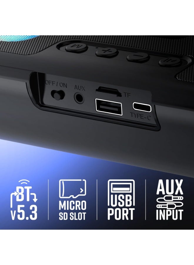 ZEBRONICS Astra 35, Portable Bluetooth Speaker, 16 Watts, Upto 8h Backup, Dual Drivers + Dual Passive Radiators, Call Function, Bluetooth v5.3 | USB | mSD| AUX, TWS, RGB LED - Image 3